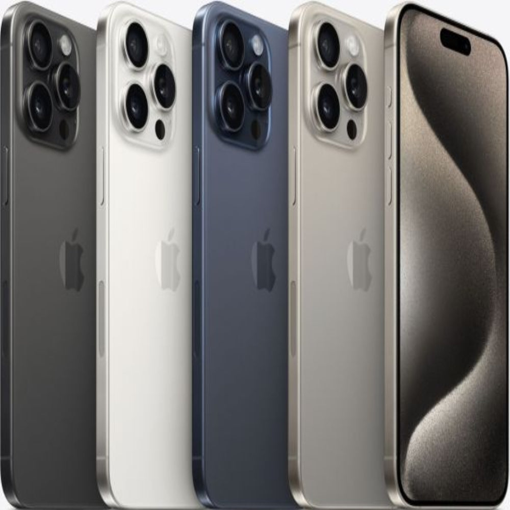 Five different colored Apple iPhones displayed side by side.