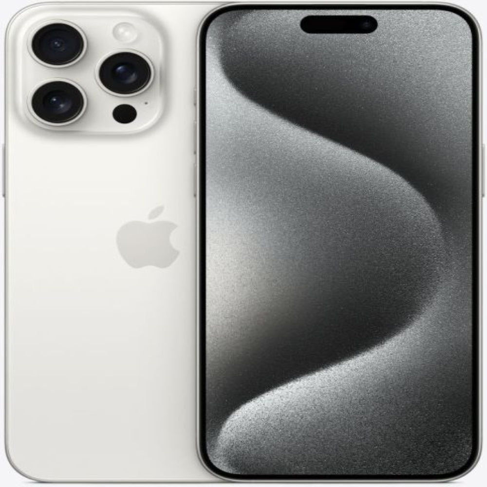 White smartphone with a black screen on a white background