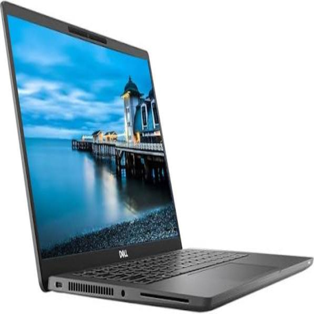 Laptop with a scenic display on a white background